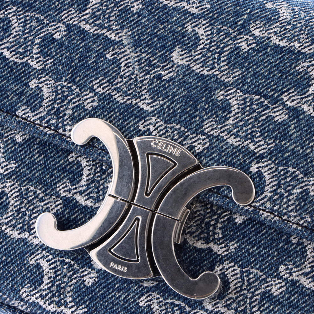 Celine Small Triomphe Chain Shoulder Bag Printed Denim - Picture 6 of 6